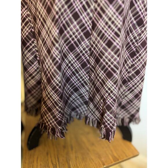 VINTAGE Plaid Panel Skirt with Fringe Hem - Picture 2 of 5